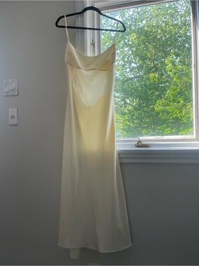 Jason Wu Pale Yellow Satin Slip Midi Dress